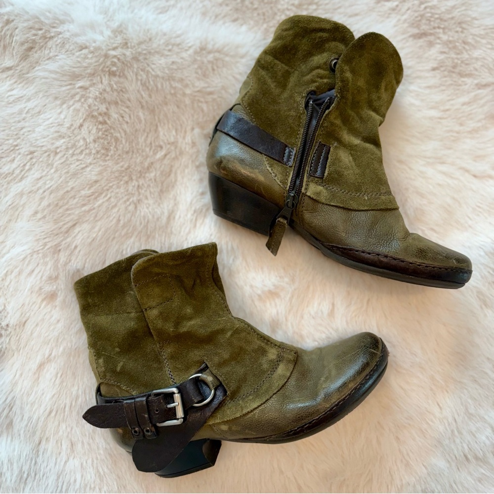 Miz Mooz Evelyn Suede Leather Convertible Boots in Forest